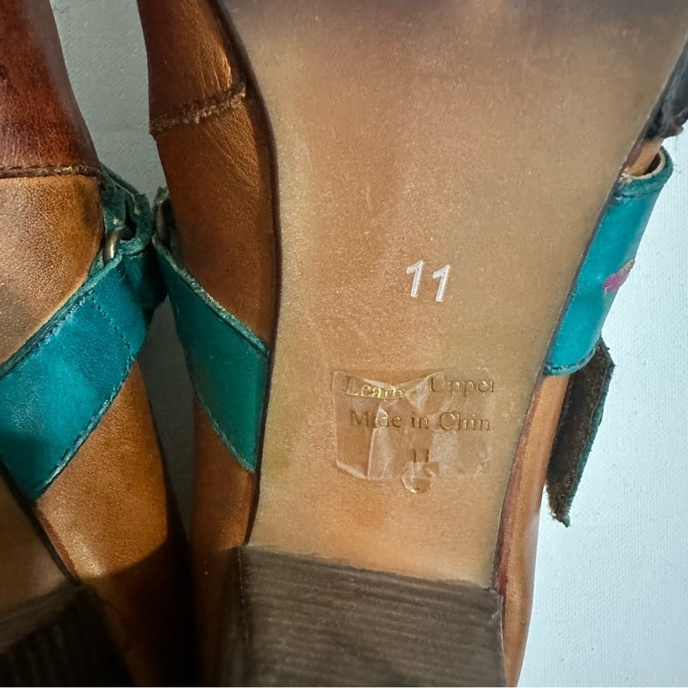 Elite by Corkys Multicolour Classic Leather Sawtooth Slip On Heels Booties Sz 11 - Picture 13 of 13